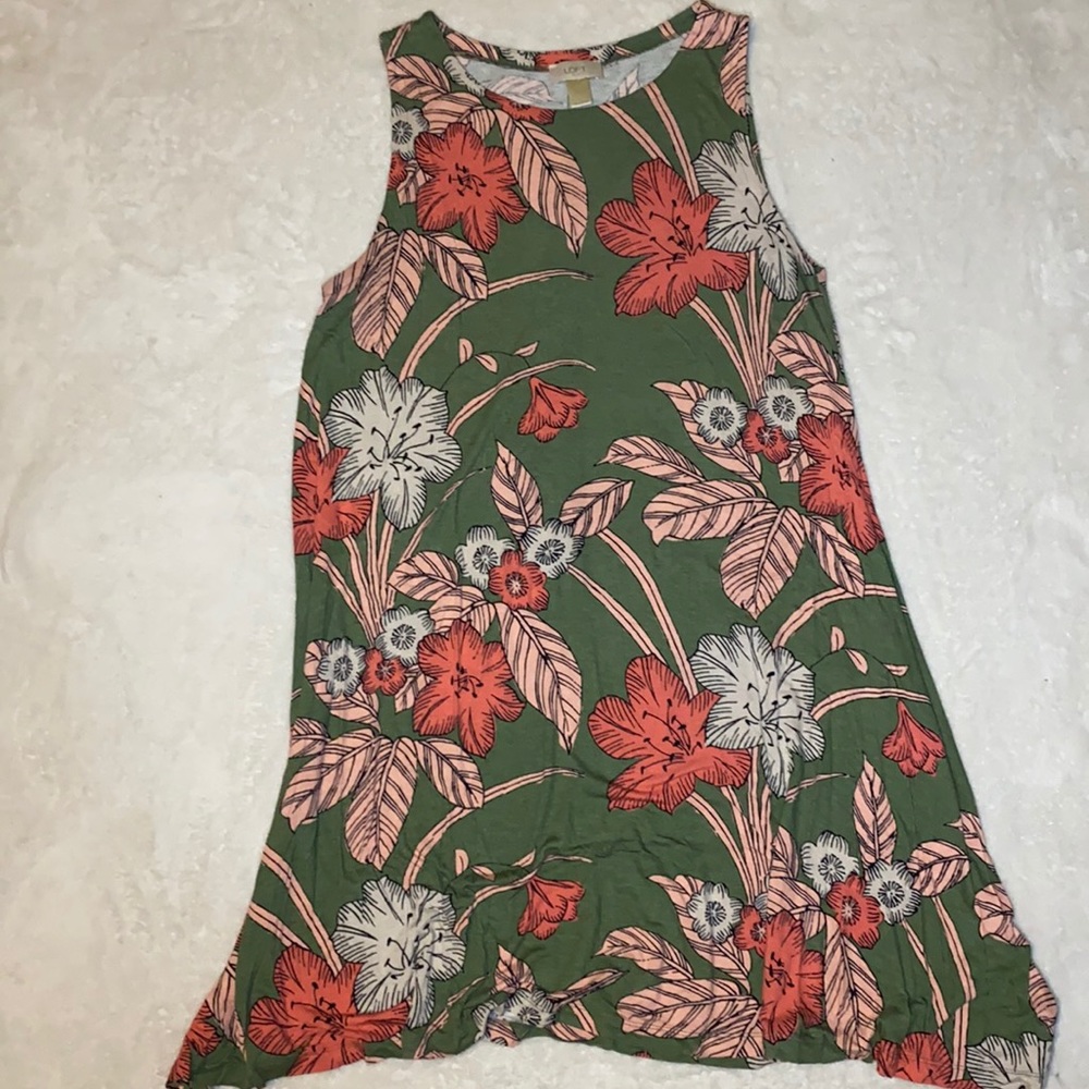 Loft Floral Tank Dress Size L